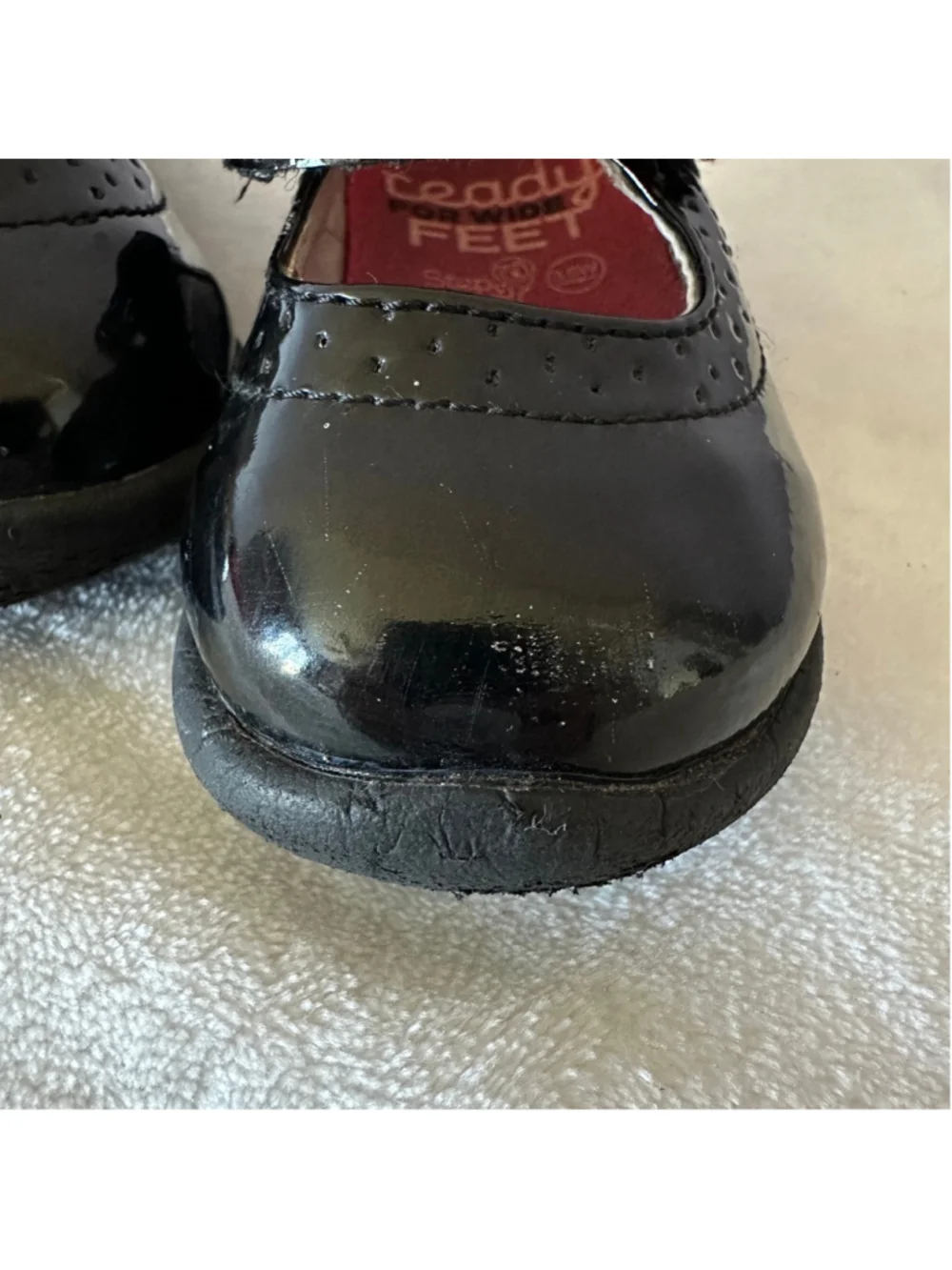 Baby Step & Stride Ready for Wide Feet Black Patent Mary Jane Shoes 3.5W